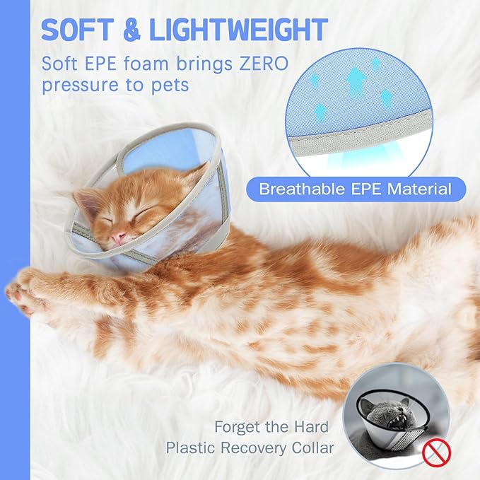 Cat Cone Collar Soft, Cat Recovery Collar for Large Medium Small Kittens, Kitty Cone Alternative After Surgery-PawvioPets