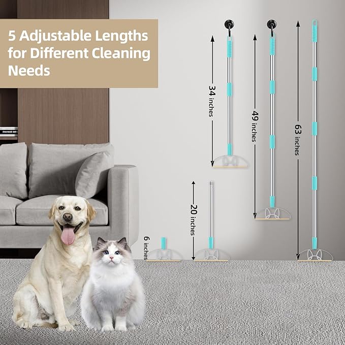 63“Ultra Long Carpet Rake by LINTPLUS-Heavy Duty Carpet Scraper & Pet Hair Remover for Deep Cleaning, Efficient Dog Hair Remover for Carpets,Rugs,Furniture-Durable Carpet Rake for Home Use-PawvioPets