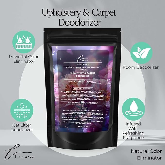 Aurabomb Carpet Freshener Powder 16 oz | Powerful Odor Eliminator for Home | Upholstery Deodorizer | Carpet Deodorizer | Pet Urine | Cat Litter Box-PawvioPets