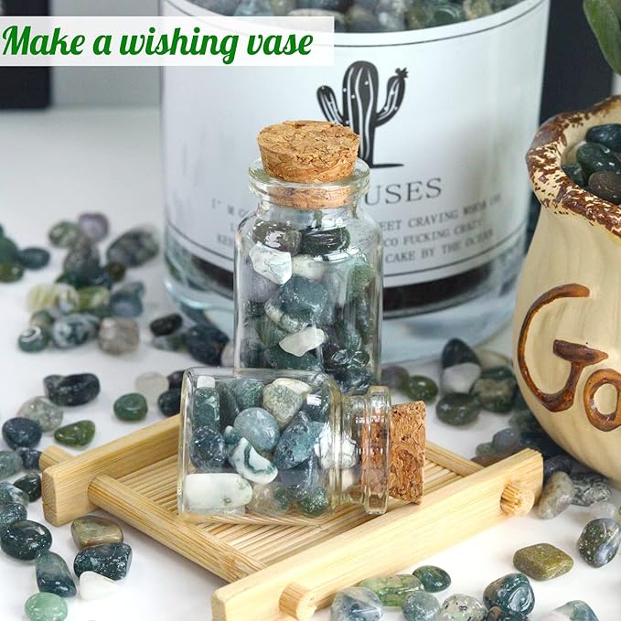 Aquatic Agate Aquarium Gravel Rocks Natural Tumbled Healing Crystal Chips Bulk Gemstones Crushed Stones for Fountain Vase Filler Planters Decorative Fish Tank Potted Reiki Energy Balancing 0.45lb-PawvioPets