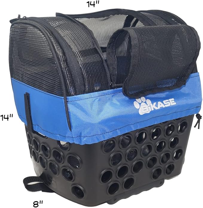 BiKASE Durable Dog Bike Basket & Carrier, Rear Mount Pet Basket for Bikes with Super Comfort Mat and Cover, Ideal for Small Dogs and Cats up to 12 lbs-PawvioPets
