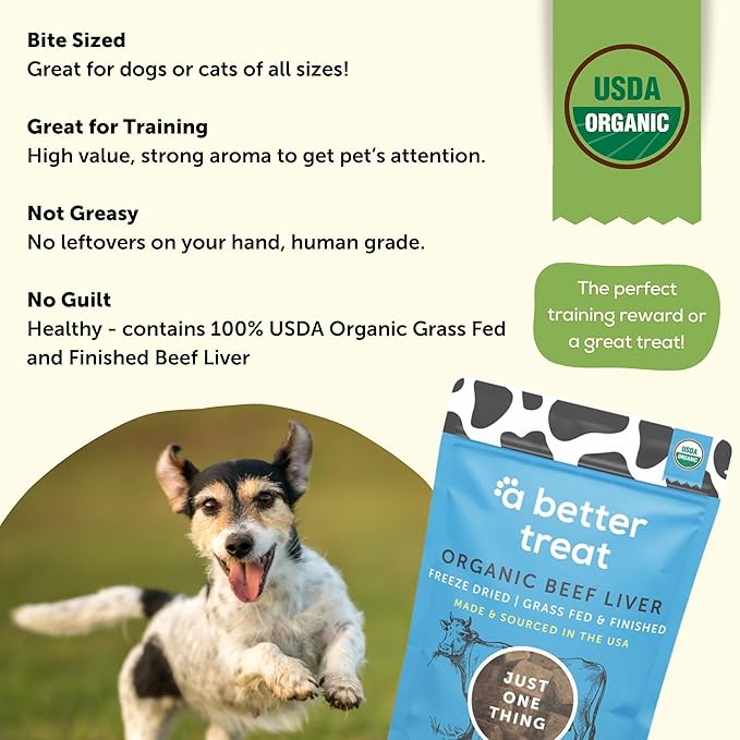 A Better Treat – Organic, Freeze Dried, Single Ingredient, 100% Grass Fed & Finished, Pasture Raised Beef Liver Dog Treats, Cat Treats | Natural Healthy | High Protein, Diabetic Friendly | Made in USA-PawvioPets