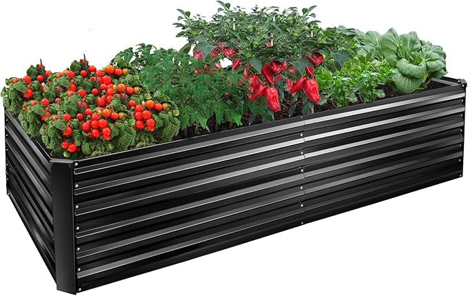 EDOSTORY Metal Raised Bed Garden Bed Kit, 8x4x2ft Tall Galvanized Planter Raised Garden Boxes Outdoor, Large Metal Raised Garden Beds for Flowers, Vegetables, Herbs-PawvioPets