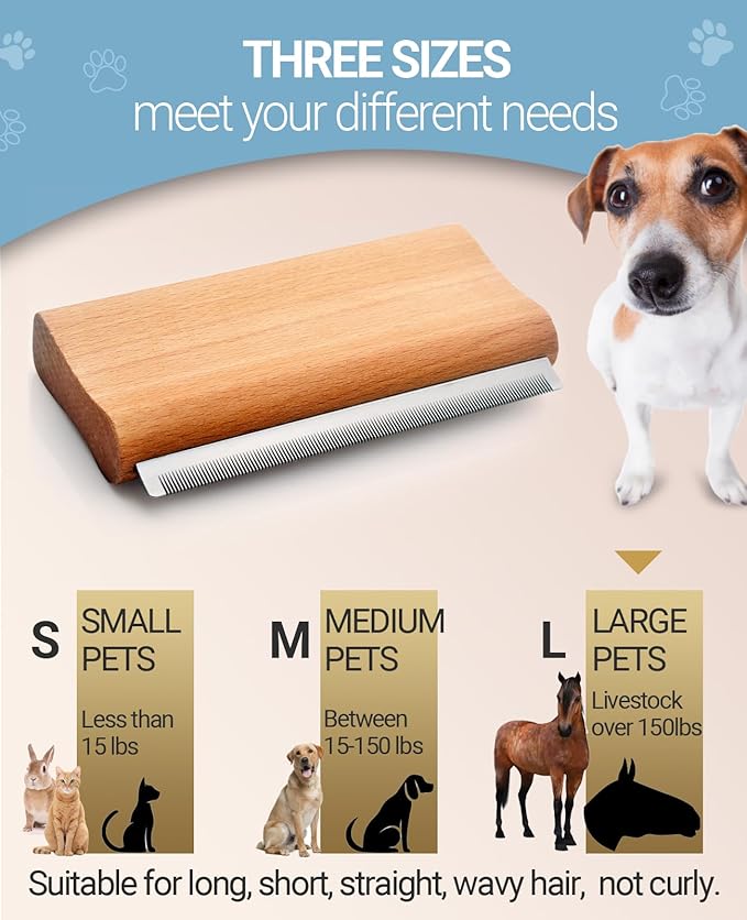 Dog Brush for Shedding | Pet Hair Removal Tool, Cat Grooming Supplies, Deshedding Dog Brush | Combs for cleaning and grooming short and long hair (L (5.3 Inch))-PawvioPets