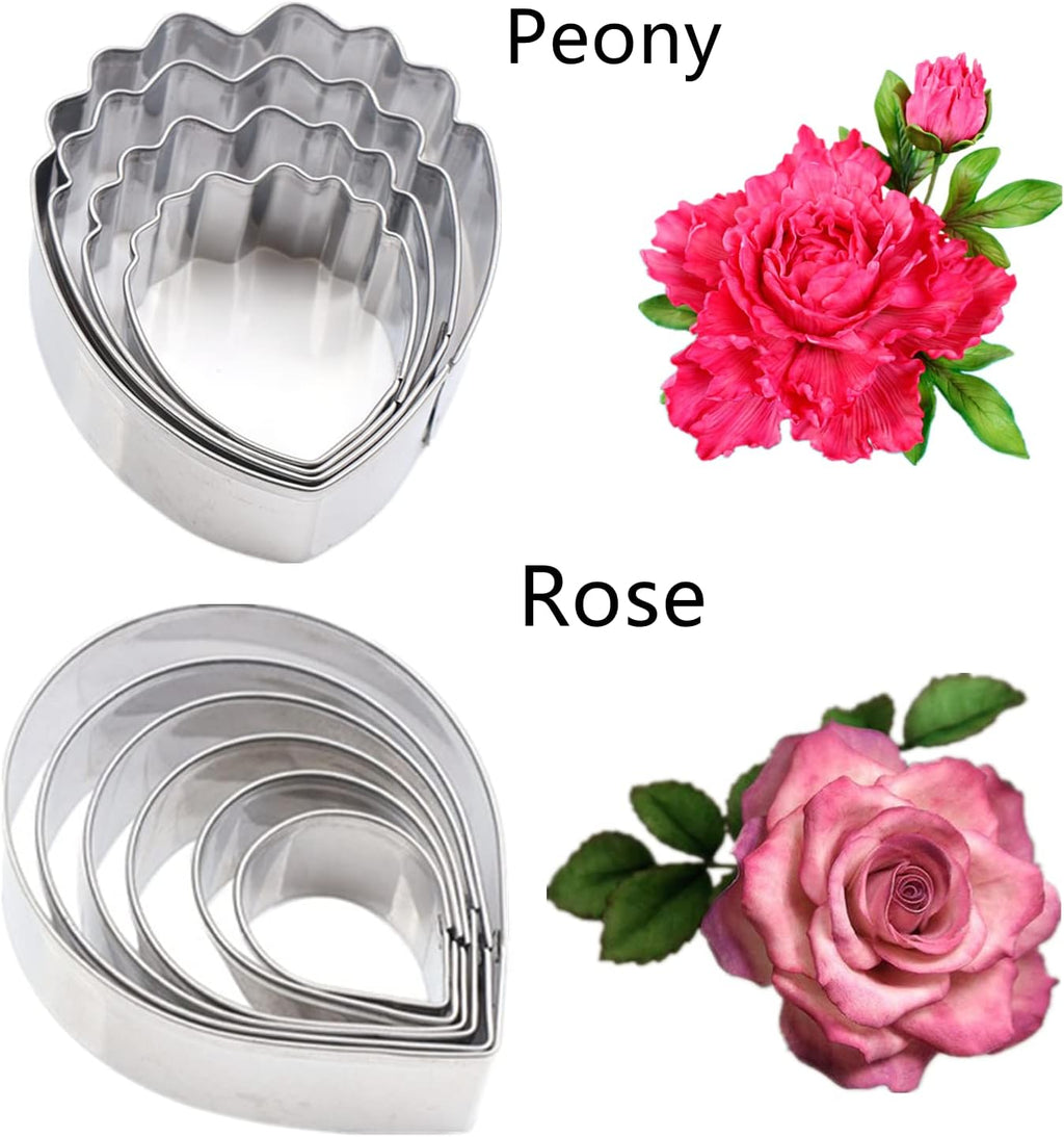 7set Stainless Steel Gum Paste Flower Cutter Flower Petals Cutter Fondant Sugar Paste Cutter Molds Cookie DIY Making Tools for Wedding Birthday Cake Decorating Tools
