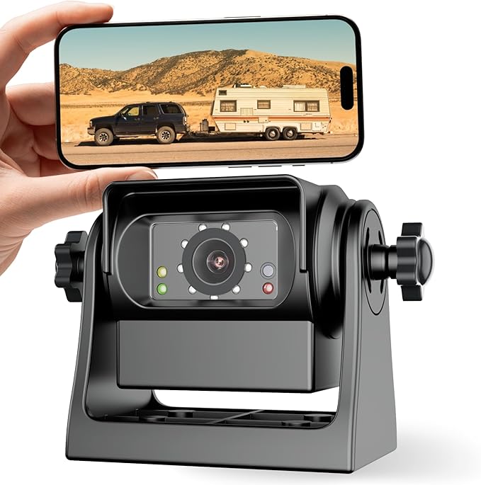 EWAY WiFi Magnetic Hitch Wireless Backup Rear/Front View Camera Rechargeable Battery for Easy Hitching of Gooseneck Horse Boat Travel Trailer/Fifth Wheels/RV/Camper Reverse for iPhone iPad Android-PawvioPets