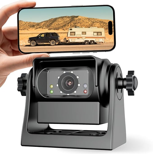 EWAY WiFi Magnetic Hitch Wireless Backup Rear/Front View Camera Rechargeable Battery for Easy Hitching of Gooseneck Horse Boat Travel Trailer/Fifth Wheels/RV/Camper Reverse for iPhone iPad Android-PawvioPets