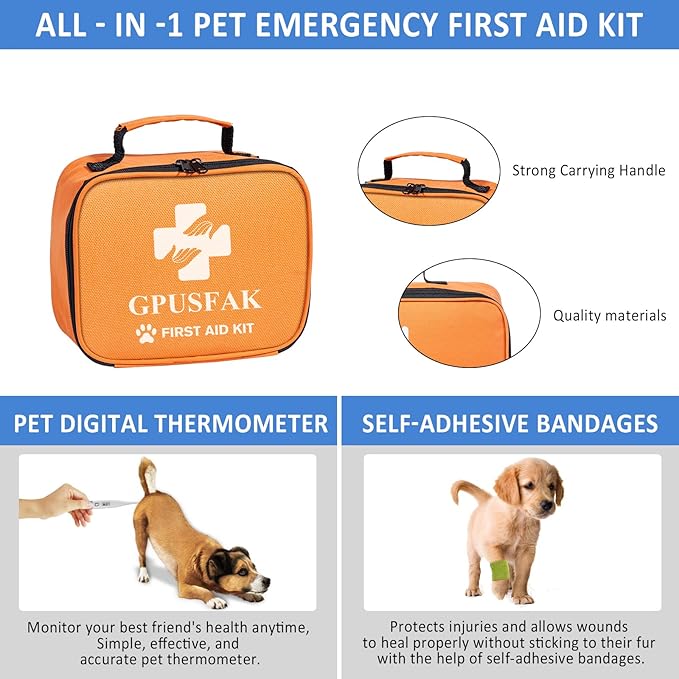 Dog First Aid Kit - Pet First Aid Kit for Dogs Pet Emergency Kit with Grooming Hammock Harness Nail Clipper First Aid Supplies for Home Camping-PawvioPets