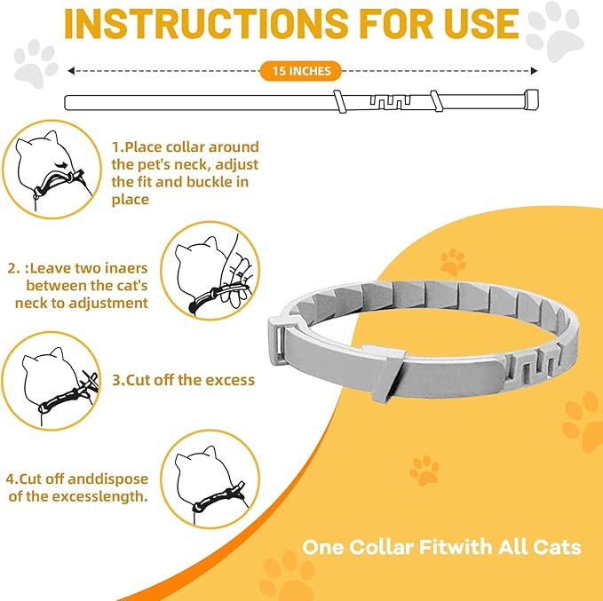 Calming Collar for Cats 4-Pack, Adjustable Water Proof Cat Pheromone Collar for Anxiety Relief, Vet-Recommended, 30-Day Stress Relief Grey-PawvioPets
