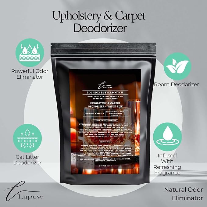 Bourbon & Butterscotch Carpet Freshener Powder Value Size 36 oz | Powerful Odor Eliminator for Home | Upholstery Deodorizer | Carpet Deodorizer | Pet Urine | Cat Litter Box-PawvioPets