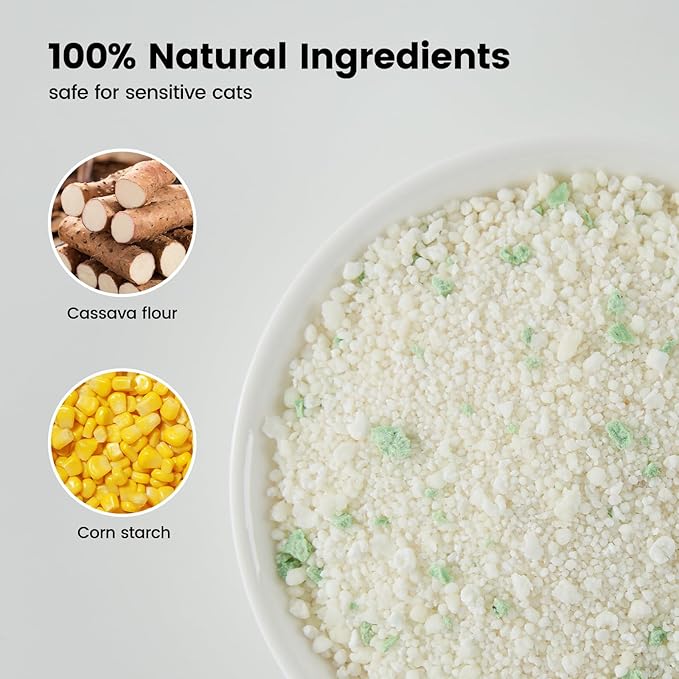 Gardner Pet Cassava Cat Litter, Clumping Cat Litter with Odor Control, Low Dust, Natural Plant-Based Litter, Fast Absorption & Low Tracking Kitty Litter, Unscented with Deodorizing Pellets (9LBS*2)-PawvioPets