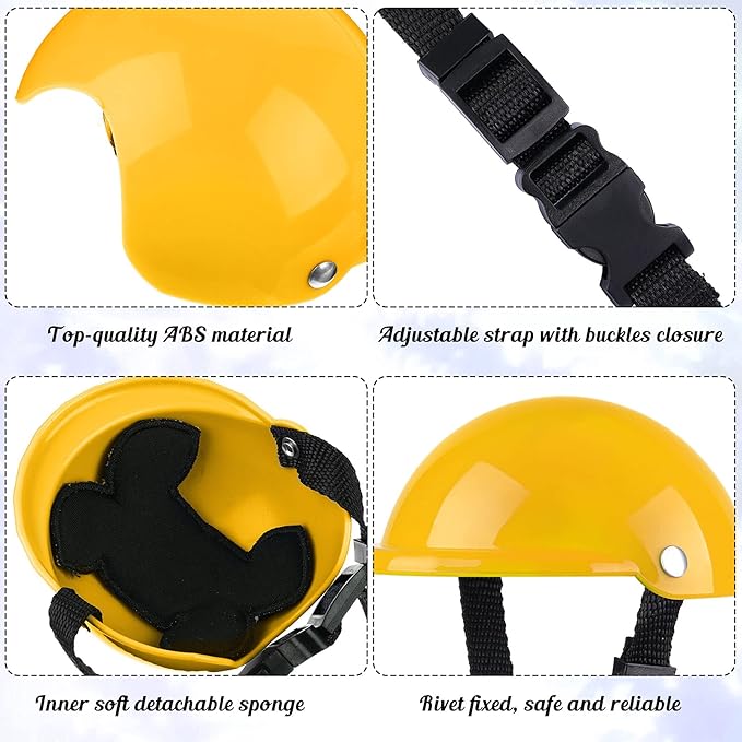 Frienda Dog Helmet and Goggles, UV Protection Doggy Sunglasses and 4 Inch Padded Puppy Motorcycle Helmet Adorable Dog Goggles with Adjustable Belt for Small Dogs Puppy Riding(Yellow,S)-PawvioPets