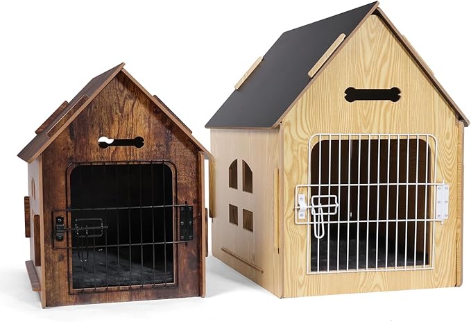 Dog House Indoor for Small Dogs or Cats, Cozy Wooden Design, Small Indoor Bed House, with Air Vents and Elevated Floor Warm Dog Cave-PawvioPets