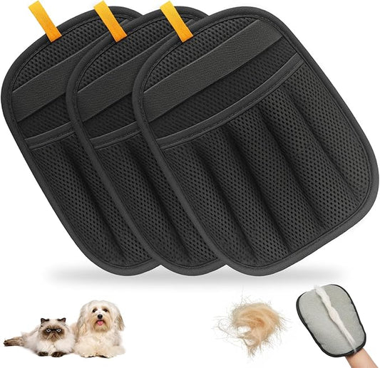 2025 Newly Upgraded Pet Hair Removal Gloves for Cats & Dogs, Electrostatic Grooming Gloves for Pet Hair, Five-Finger Reusable Pet Hair Remover Tool for Clothes, Bed, Couch, Carpet, 3 Pcs-PawvioPets