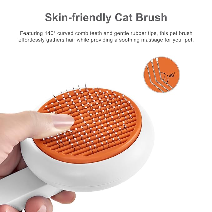 Cat Brush with Release Button, Pet Grooming Brushes for Shedding, Suitable for Long and Short Haired Cats and Dogs, Easy to Remove Removes Loose Undercoat-PawvioPets
