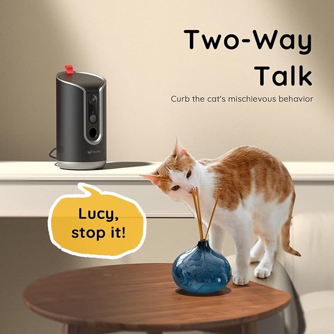 2K Pet Camera Treat Dispenser, AI Photo Album, Dog Camera with 360° Auto Tracking & 5G/2.4G WiFi, 2-Way Talk, Remote Treat Tossing, Motion Alerts for Cats Indoor-PawvioPets