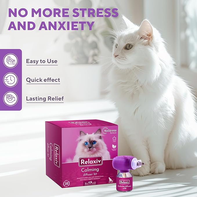 Beloved Pets Cat Calming Diffuser & Pet Anti Anxiety Products - Feline Calm Pheromones Plug in & Cats Stress Relief Comfort Helps with Pee, New Zone, Aggression-PawvioPets