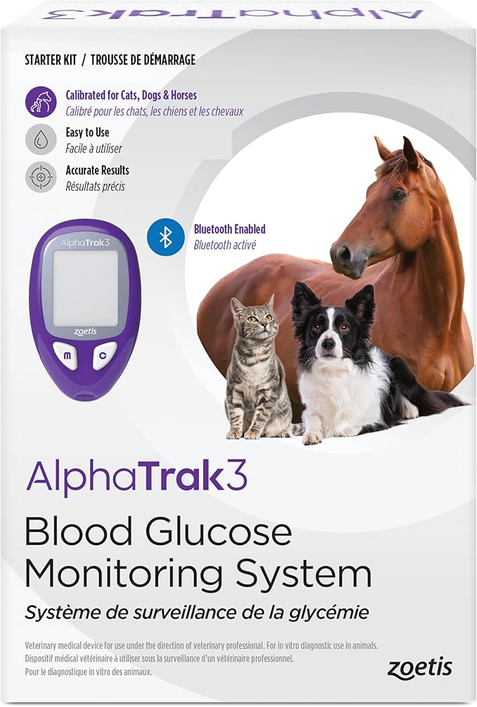 AlphaTrak 3, 8 Piece Pet Blood Glucose Monitoring Kit for Diabetic Cats, Dogs, and Horses All-in-One Solution for in-Clinic Or at Home, with Digital Results-PawvioPets
