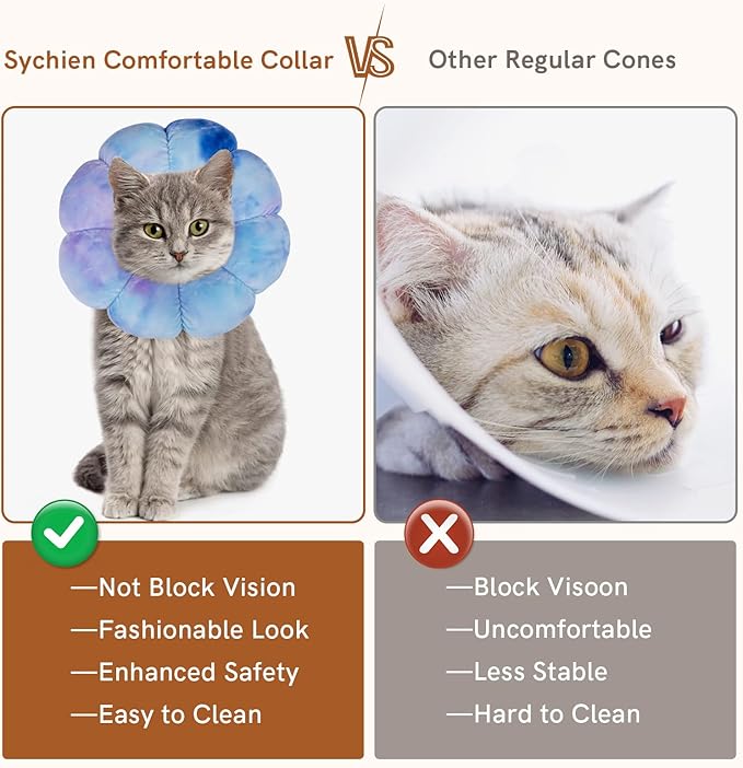 Cat Collar Soft, Adjustable Soft Protective Neck Cats Recovery Cone After Surgery-PawvioPets