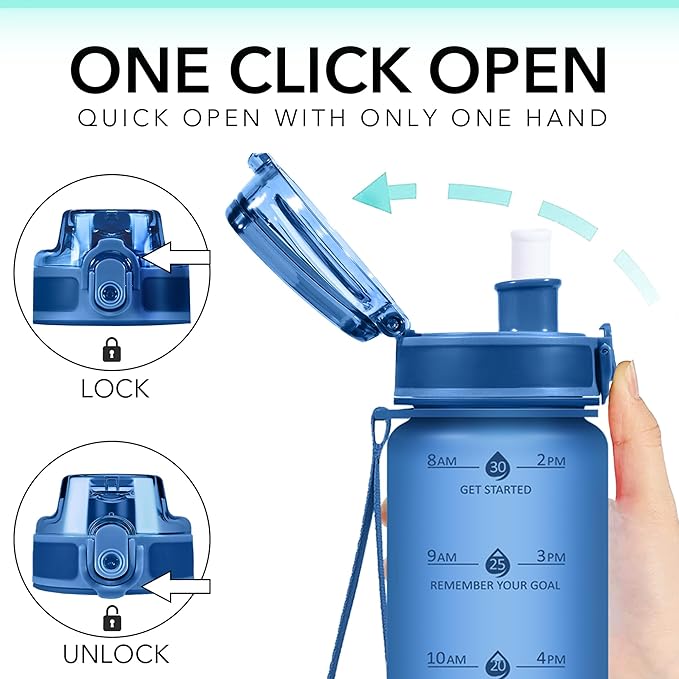 32oz Motivational Water Bottles with Time Marker & Fruit Strainer, Transparent Gradient Color Water Bottle with Times to Drink, Leakproof & BPA Free, Reusable Bottle with Strap (No Straw)-PawvioPets