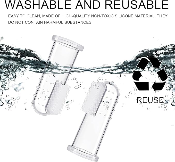 BLMHTWO 5 Pieces Dog Tooth Brushing Kit Finger Toothbrush for Dogs Cat Puppy Toothbrushs with Silicone Bristles and 16 Round Particles Thickened Silicone-Layer Transparent Dog Toothbrushs for All Pets-PawvioPets