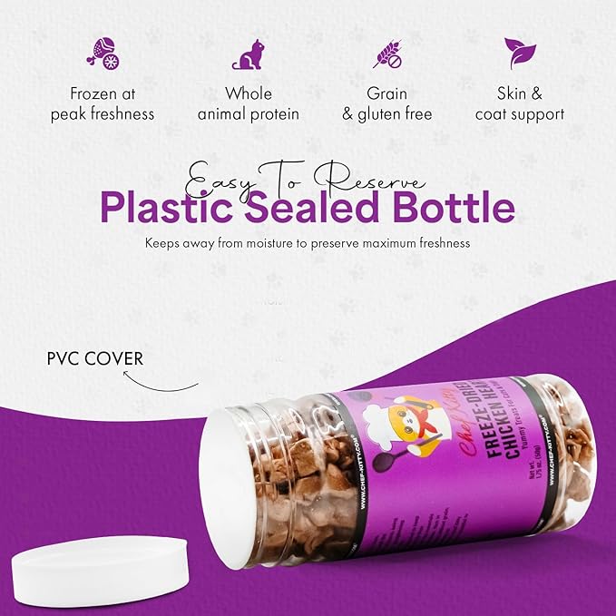 Freeze-Dried Chicken Heart Treats for Cats & Dogs – 100% Human Grade, Single Ingredient, High-Protein, Healthy Snack – No Additives or Preservatives – 1.4oz - Inspected & Tested in USA-PawvioPets