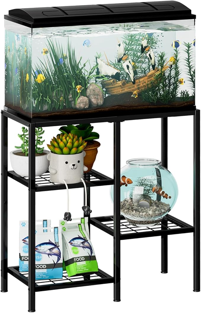 CADUKE Aquarium Stand 20 Gallon, Metal Fish Tank Stand, Aquarium Rack Stand for Fish Tank Accessories , 3 Tier Turtle Reptile Terrarium Stand for Living Room Office-PawvioPets