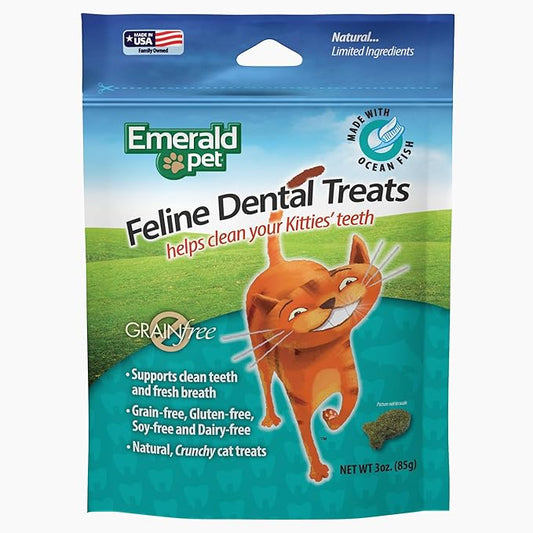 Feline Dental Treats — Tasty and Crunchy Cat Dental Treats Grain Free — Natural Dental Treats to Clean Cat Teeth, Freshen Cat Breath, and Reduce Plaque and Tartar Buildup — Ocean Fish Treats, 3 oz-PawvioPets