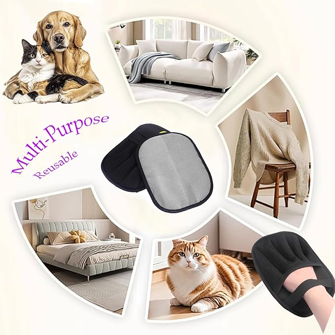 2Pcs Five-Finger Pet Hair Removal Glove for Dogs,Reusable Cat Grooming Gloves,Pet Hair Collector Keychain,Electrostatic Pet Hair Removal Tool for Furniture,Car,Couch,Carpet,Essential Pet Supplies-PawvioPets