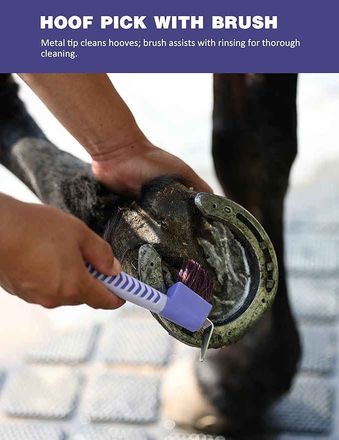 11PCS Horse Grooming Kit Curry Comb Sweat Scraper Horse Bathing Supplies Grooming Tools with Storage Bag Sugar Taro-PawvioPets