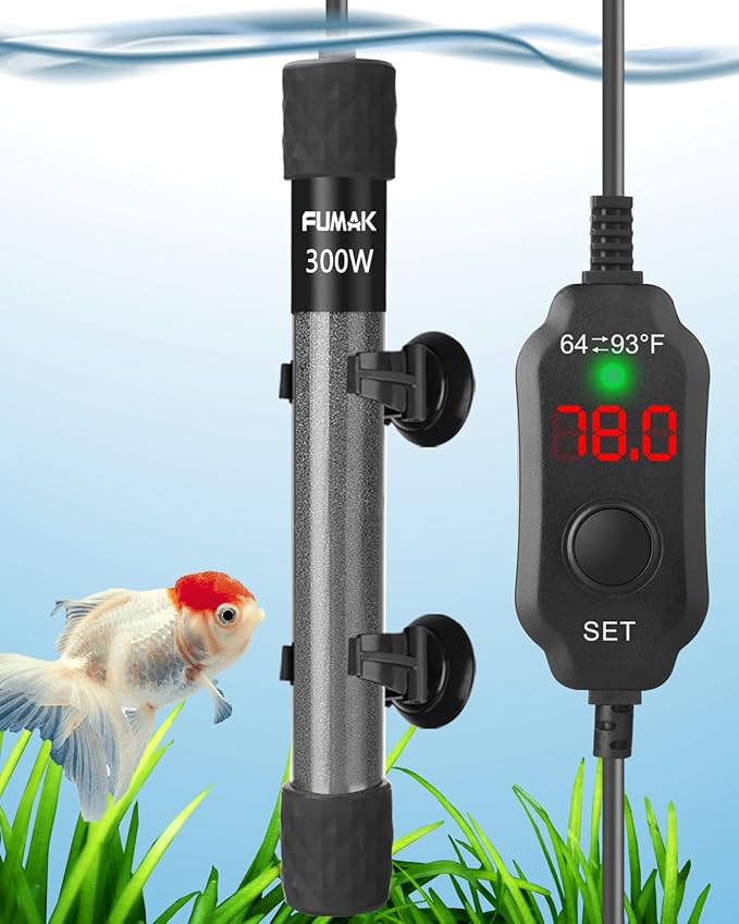 300W Adjustable Aquarium Heater Super Short Submersible Fish Tank Heater Fish Heater with LED Digital Display Thermostat, for Tanks 40-60 Gallons-PawvioPets