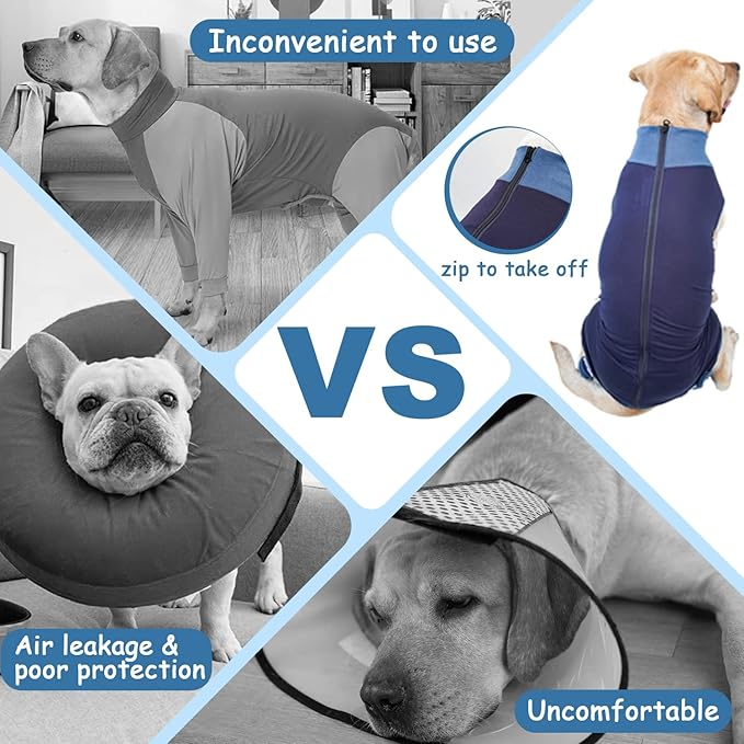 Breathable Dog Surgery Recovery Suit for Male/Female, Professional Dog Recovery Onesie with Zipper After Spay Abdominal Wounds, Anti Licking Cone E-Collar Alternative for Small Medium Large Dog-PawvioPets