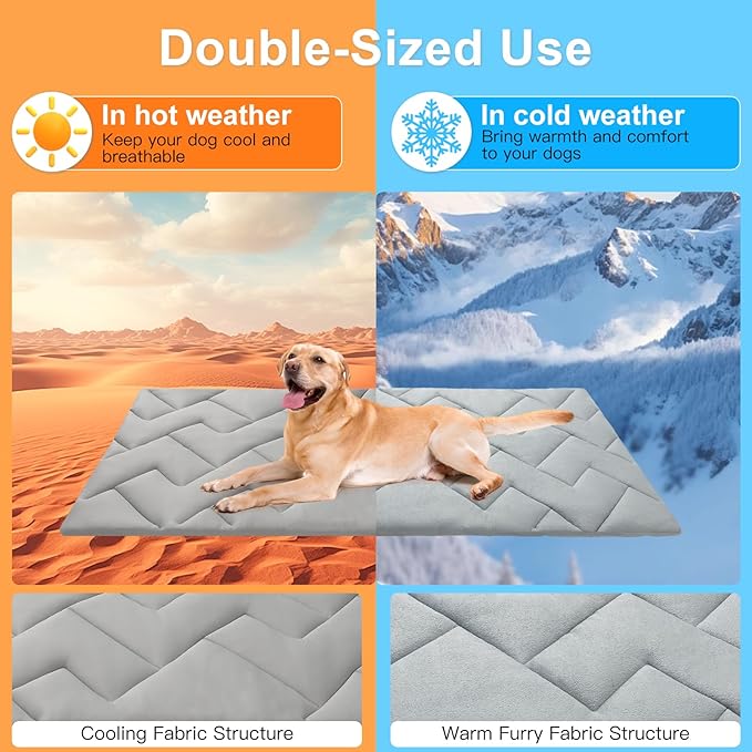 BEAUTYZOO Dog Cooling Mat for Medium Dogs, 36"x23" Cooling Dog Bed Washable, Foldable Cat Ice Cool Pad for Summer, Reversible Pet Freeze Cushion Blanket for Kennel Cage Sofa Bed Floor Car Seat, Grey M-PawvioPets