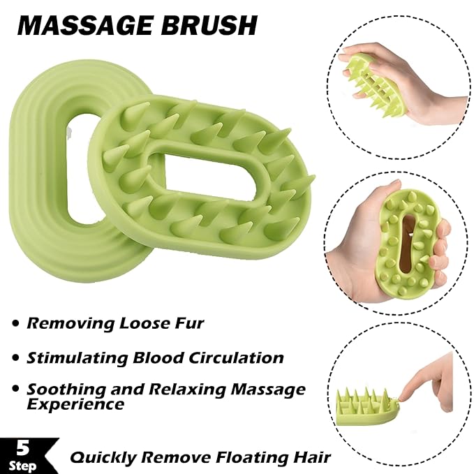 5 Pack Pet Steam Brush Kit – Pet Water Brush for Cats Shedding – Includes Steam Brushes, Undercoat Rake, Massage & Flea Comb for Cats and Dogs - Matted Fur Dematting Tool-PawvioPets