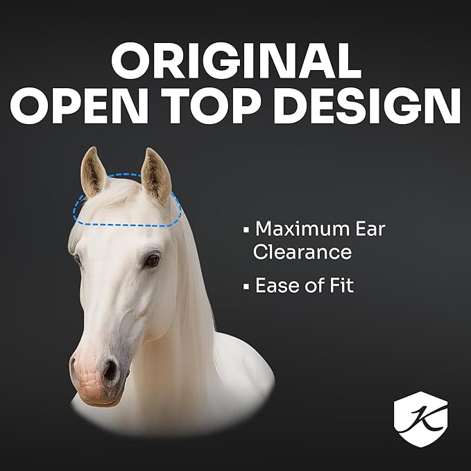 Kensington Fly Mask with Fleece Trim for Horses — Protects Face and Eyes from Flies and Sun Rays While Allowing Full Visibility — Breathable and Non Heat Transferring, XX-Large, Imperial Jade-PawvioPets