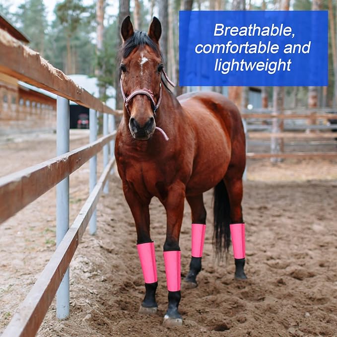 8 Pcs Mesh Fly Boots for Horse Breathable Mesh Horse Boots Protective Horse Leg Wraps Horse Leggings for Preventing Flies and Mosquitoes Bites (Light Pink, Dark Pink)-PawvioPets