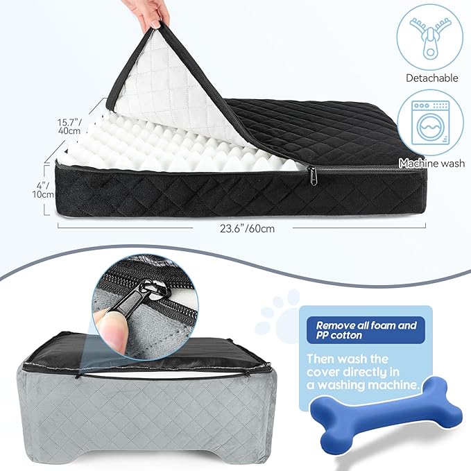 Dog Car Seat for Medium/Large Dogs,Dog Booster Seat for Dog Under 50lbs or 2 Small Dogs, Detachable and Washable Pet Car Seat,Multi-Functional Travel Dog Bed & Dog Sofa(Black/Grey)-PawvioPets