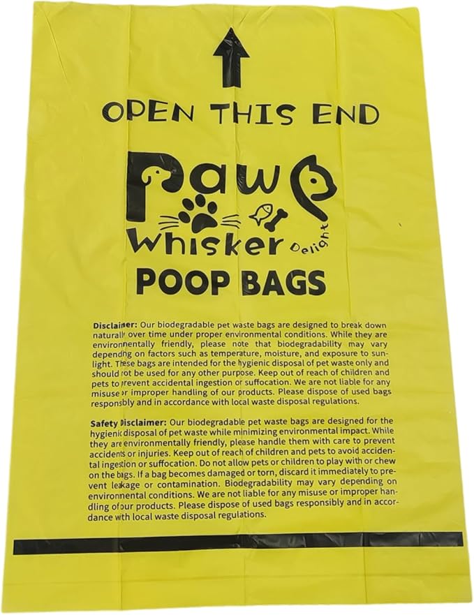 Dog Poop Bag, Biodegradable, Waste Bags with Dispensers, Guaranteed Leak Proof and Extra Thick, Certified Home Compostable, Plant-Based Dog Waste Bags, Eco-Friendly, 240 counts 16 rolls (Yellow, 16)-PawvioPets