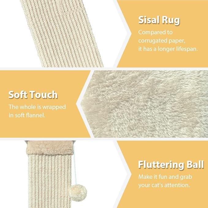 AGYM Cat Scratching Post, 32 Inch Cat Scratching Post for Large Cats, Scratching Posts for Indoor Cats Adults, Cat Scratch Post with Nature Sisal, Beige-PawvioPets