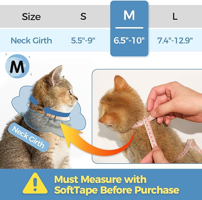 ComSaf Cat Cone Collar Soft, Protective Adjustable Cat Cones to Stop Licking After Surgery, Comfortable Lightweight Elizabethan Collar for Kitten Prevent from Licking Wounds, Not Block Vision-PawvioPets