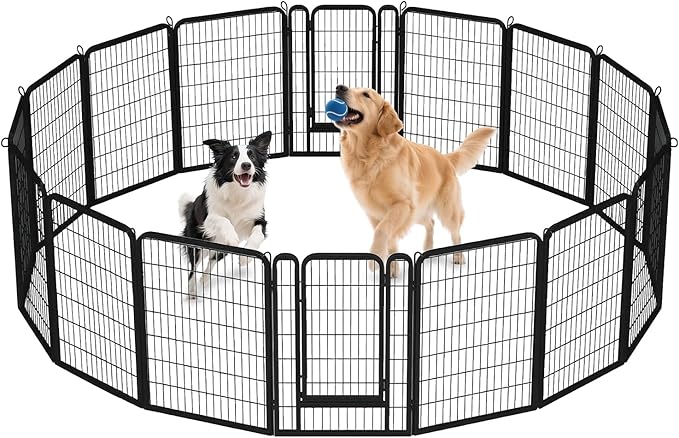 40 Inch Dog Playpen - 16 Panels Metal Pet Exercise Pen for Medium-Large Dogs, Indoor/Outdoor Dog Fence for Yard, Garden, Camping & RV Travel-PawvioPets