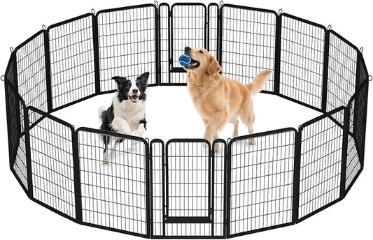 40 Inch Dog Playpen - 16 Panels Metal Pet Exercise Pen for Medium-Large Dogs, Indoor/Outdoor Dog Fence for Yard, Garden, Camping & RV Travel-PawvioPets