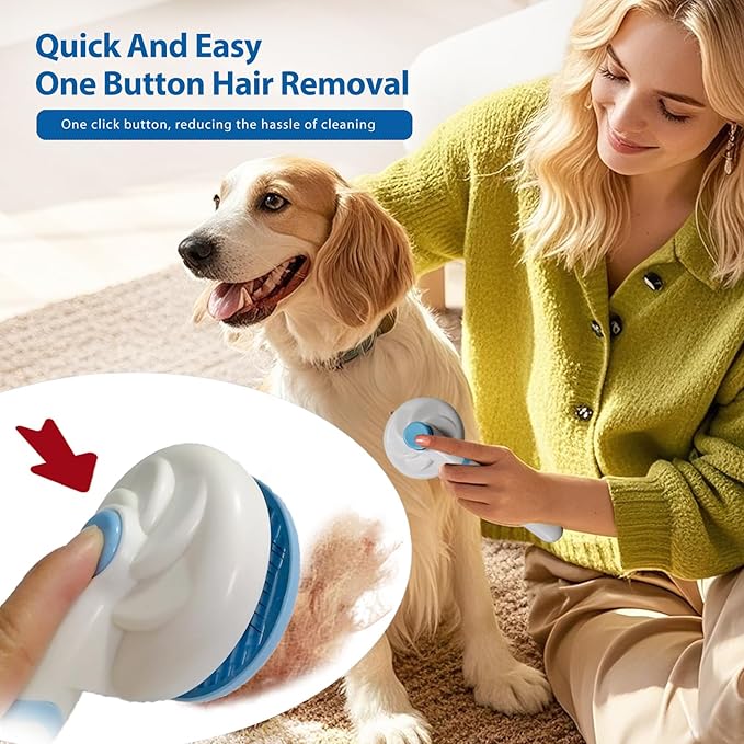 4Piece Dog Grooming Brush Set with Grooming Gloves, Deshedding Comb & Massage Bath Brush - Multifunctional Pet Hair Removal Tools for Shedding, Bathing, Brushing (Blue)-PawvioPets