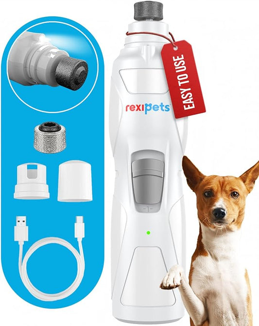 Cat and Dog Nail Grinder - Rechargeable Electric Pet Nail Clipper & Trimmer- Painless Paws Grooming - Quiet 2-Speed Motor. 3 Size Ports for Small, Medium, Large Pets- Up to 4 Hours of Charge-PawvioPets