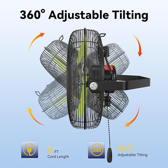 12 Inch Wall Fan Pro Series - Indoor High Velocity Wall Mount Fan for Commercial, Residential, Warehouse, Covered Patio, Shop, Garage, Barn, Gazebo 3 Speed 2800 CFM UL Safety Listed-PawvioPets