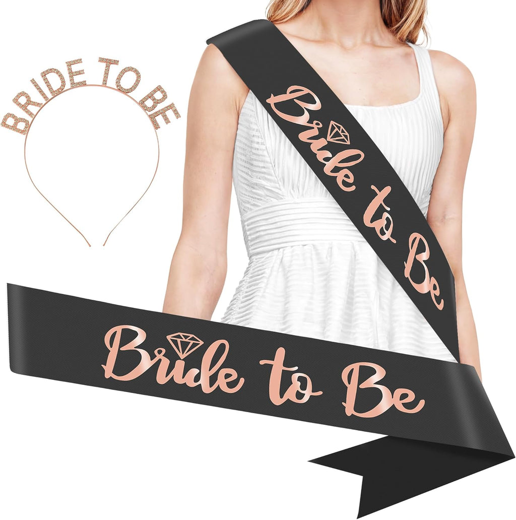 KatchOn, Rose Gold Bride To Be Sash and Bride Headband - Pack of 2 | Bachelorette Sash for Bachelorette Party Decorations