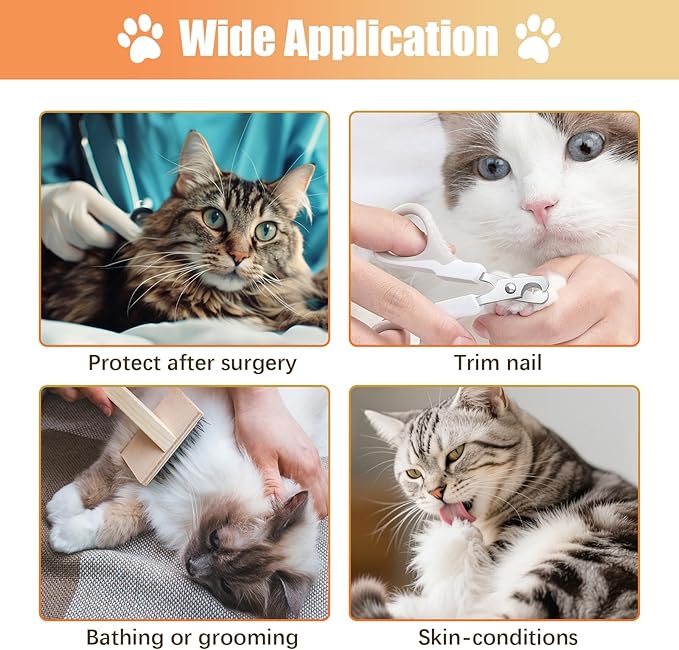 Cat Cone Collar Soft, Adjustable Cat Recovery Collar to Stop Licking After Surgery Protective E Collar for Cats Small Dogs, Orange S-PawvioPets