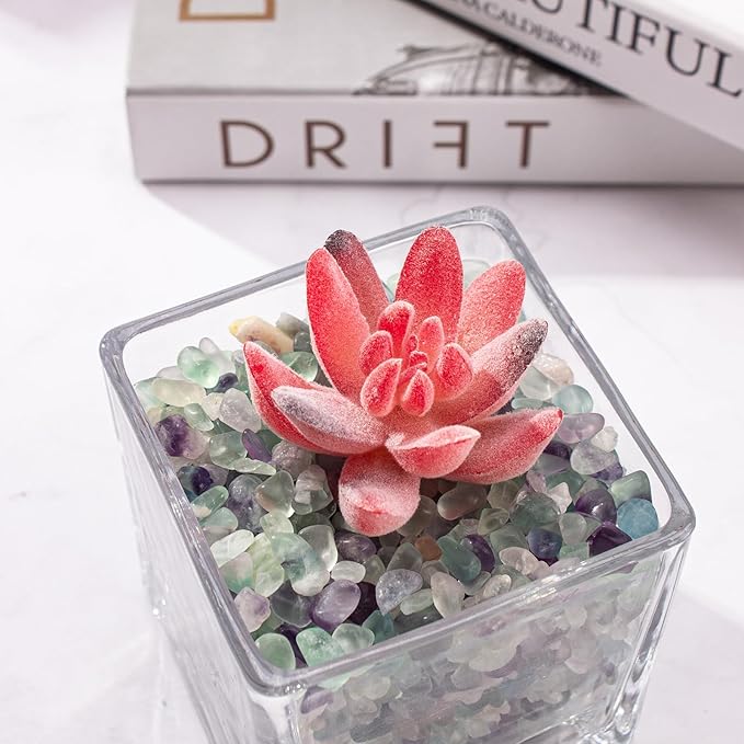 14 Oz Fluorite Aquarium Gravel Rocks Crystal Chips Stones, Natural Tumbled Healing Crystal Chips Bulk Polished Crushed Stones Pebbles for Vase Fillers, Aquarium and Home Decoration, 5-7mm-PawvioPets