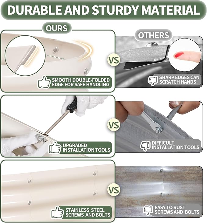 1MORE Galvanized Raised Garden Bed- Planter Garden Boxes Outdoor, Raised Beds for Gardening, 4x2x1ft Metal Garden Bed Kit for Vegetables Flower, Planter Raised Beds with Tools.White-2pack-PawvioPets