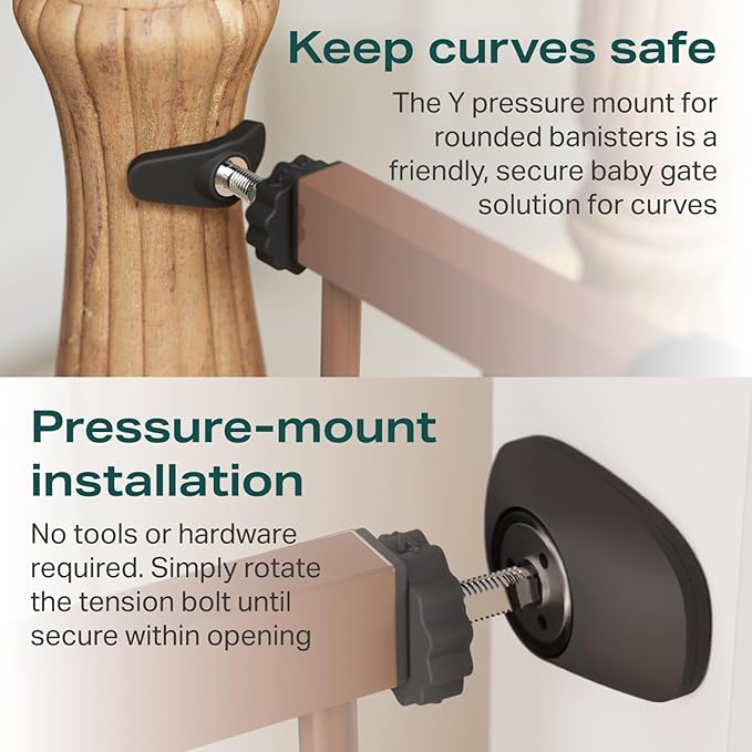 Cumbor 29.7-57" Extra Wide Baby Gate for Stairs, Mom's Choice Awards Winner-Dog Gate for Doorways, Pressure Mounted Walk Through Safety Child Gate for Kids Toddler, Tall Pet Puppy Fence Gate, Brown-PawvioPets